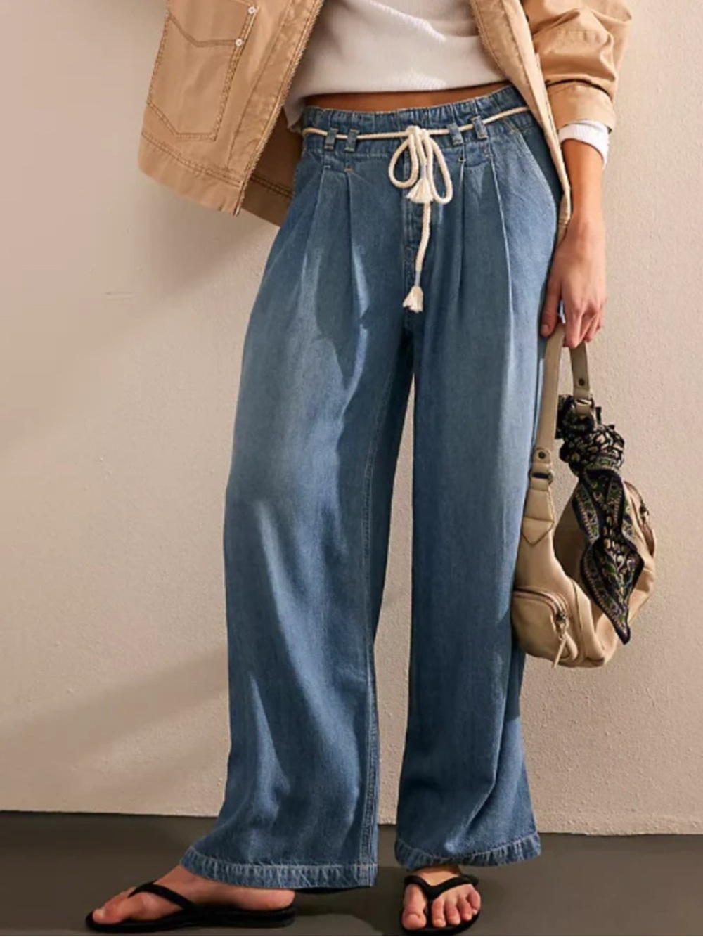 Free people Dakota cinched Drawstring Denim Pants